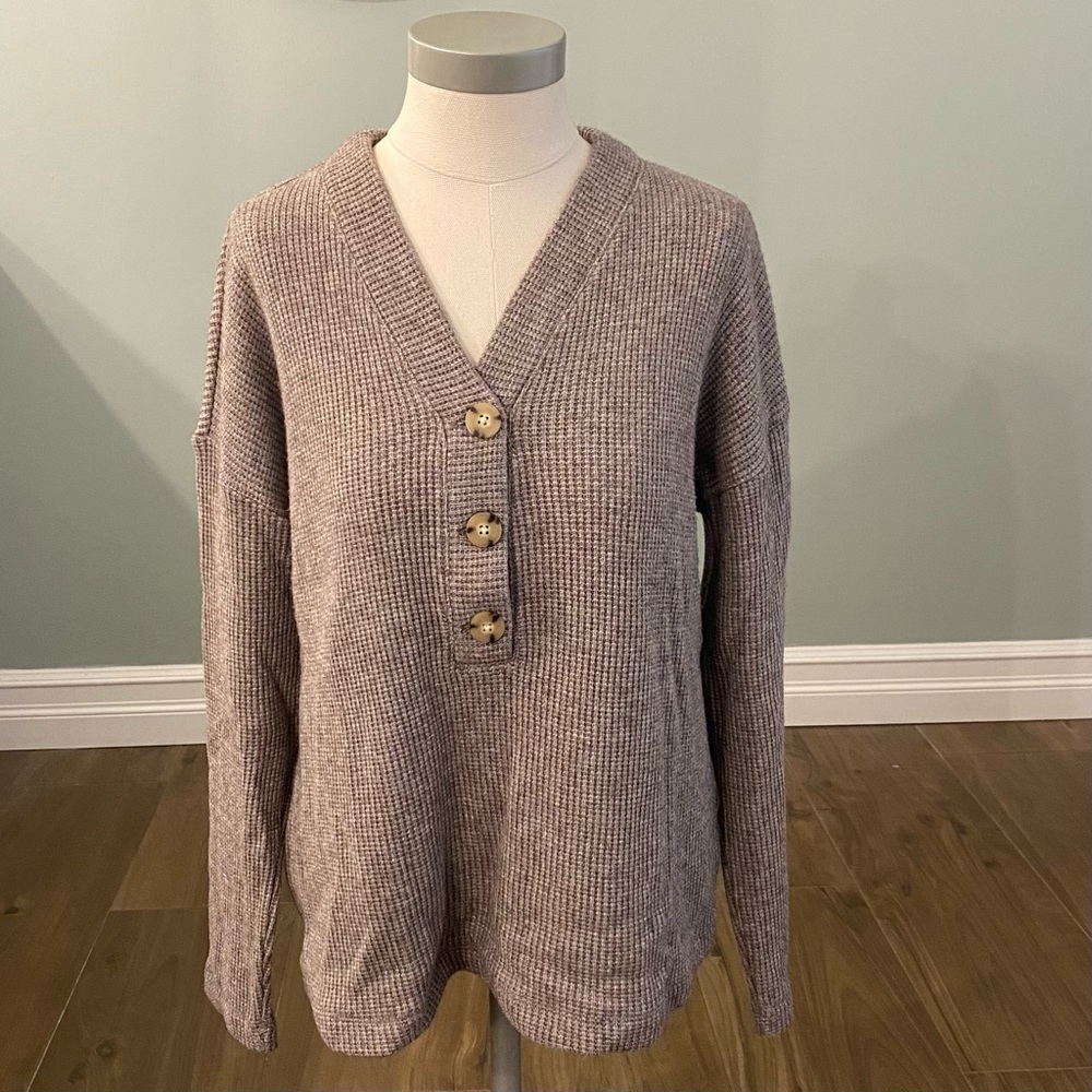 JJILL brown Henley v-neck sweater - size M